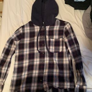 Button Up Plad Hoodie